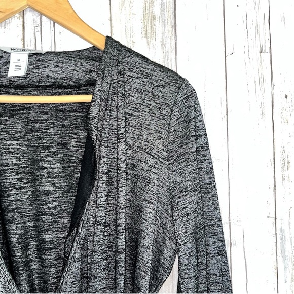 White House Black Market Grey Faux Wrap Blouse - Picture 4 of 5